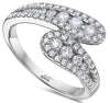 ESTATE WIDE 1.36CT DIAMOND 18KT WHITE GOLD 3D CLASSIC CRISS CROSS FUN RING