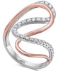 ESTATE WIDE .64CT DIAMOND 18KT WHITE & ROSE GOLD LOVE KNOT CRISS CROSS FUN RING
