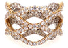 WIDE 2.11CT DIAMOND 18KT 2 TONE GOLD 3D MULTI ROW INFINITY CRISS CROSS LOVE RING