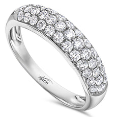.52CT DIAMOND 18KT WHITE GOLD 3D 3 ROW PAVE SEMI ETERNITY ANNIVERSARY RING BAND