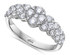 .34CT DIAMOND 18KT WHITE GOLD 3D CLASSIC CLUSTER FLOWER SEMI ETERNITY LOVE RING