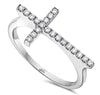 ESTATE .16CT DIAMOND 18KT WHITE GOLD 3D CLASSIC SIDEWAYS CROSS FUN RING