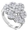 ESTATE LARGE 2.55CT DIAMOND 18KT WHITE GOLD 3D CLASSIC MULTI FLOWER LOVE RING