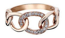 ESTATE .15CT DIAMOND 18KT ROSE GOLD 3D CLASSIC MULTI LINK LOVE KNOT FUN RING