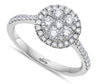 ESTATE .71CT DIAMOND 18KT WHITE GOLD 3D CLASSIC CLUSTER FLOWER HALO LOVE RING