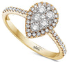 ESTATE .56CT DIAMOND 18KT YELLOW GOLD CLASSIC CLUSTER PEAR SHAPE HALO LOVE RING