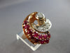ANTIQUE LARGE 1.95CT DIAMOND & AAA RUBY 14KT ROSE GOLD CLASSIC FUN RING #27945