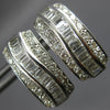 ESTATE WIDE 1CT DIAMOND 18KT WHITE GOLD ROUND & BAGUETTE SWIRL CLIP ON EARRINGS