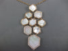 EXTRA LARGE 1.3CT DIAMOND & AAA MOTHER OF PEARL 14K ROSE GOLD HEXAGONAL NECKLACE