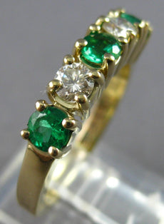 0.66CT DIAMOND & AAA EMERALD 14KT YELLOW GOLD 3D 4 STONE ANNIVERSARY RING #27946