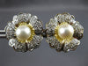 LARGE 1.05CT DIAMOND & AAA SOUTH SEA PEARL 14KT 2 TONE GOLD 3D FLOWER EARRINGS