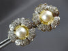 LARGE 1.05CT DIAMOND & AAA SOUTH SEA PEARL 14KT 2 TONE GOLD 3D FLOWER EARRINGS