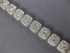 WIDE 4.81CT DIAMOND 18KT WHITE GOLD 3D ROUND DOUBLE HALO SQUARE TENNIS BRACELET