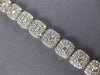 WIDE 4.81CT DIAMOND 18KT WHITE GOLD 3D ROUND DOUBLE HALO SQUARE TENNIS BRACELET