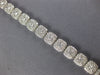 WIDE 4.81CT DIAMOND 18KT WHITE GOLD 3D ROUND DOUBLE HALO SQUARE TENNIS BRACELET
