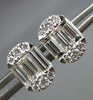 LARGE .89CT DIAMOND 18K WHITE GOLD ROUND & BAGUETTE OVAL INVISIBLE STUD EARRINGS