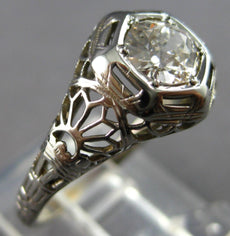 ANTIQUE ART DECO .59CT OLD MINE DIAMOND 18K WHITE GOLD 3D ENGAGEMENT RING #27948