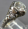 ANTIQUE ART DECO .59CT OLD MINE DIAMOND 18K WHITE GOLD 3D ENGAGEMENT RING #27948