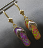 AAA MULTI COLOR OPAL 14KT 2 TONE GOLD SLIPPER LEVERBACK HANGING EARRINGS #27899