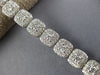 WIDE 4.81CT DIAMOND 18KT WHITE GOLD 3D ROUND DOUBLE HALO SQUARE TENNIS BRACELET