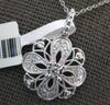 ESTATE .14CT DIAMOND 14K WHITE GOLD 3D FLOWER FILIGREE MILGRAIN FLOATING PENDANT