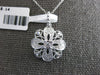 ESTATE .14CT DIAMOND 14K WHITE GOLD 3D FLOWER FILIGREE MILGRAIN FLOATING PENDANT