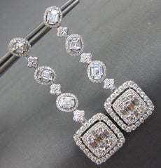 EXTRA LARGE 4.74CT DIAMOND 18K WHITE GOLD SQUARE & OVAL CLASSIC HANGING EARRINGS