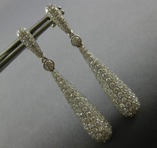 LARGE 4.74CT DIAMOND 14K WHITE GOLD ELONGATED TEAR DROP CLASSIC HANGING EARRINGS