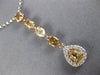 1.87CT WHITE & FANCY YELLOW DIAMOND 18KT WHITE & ROSE GOLD 3D TEAR DROP NECKLACE