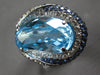 EXTRA LARGE 20.07CT DIAMOND & AAA SAPPHIRE & BLUE TOPAZ 14KT WHITE GOLD FUN RING