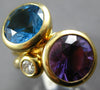LARGE 5.16CT DIAMOND & AAA AMETHYST & BLUE TOPAZ 14KT YELLOW GOLD 3 STONE RING
