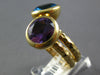 LARGE 5.16CT DIAMOND & AAA AMETHYST & BLUE TOPAZ 14KT YELLOW GOLD 3 STONE RING
