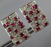 LARGE 4.0CT DIAMOND & AAA RUBY 18KT WHITE GOLD ROUND & PRINCESS CLIP ON EARRINGS