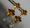 LARGE .27CT DIAMOND 18KT WHITE & ROSE GOLD 3D DOUBLE FLOWER HANGING EARRINGS