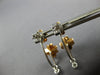 LARGE .27CT DIAMOND 18KT WHITE & ROSE GOLD 3D DOUBLE FLOWER HANGING EARRINGS