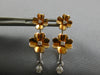 LARGE .27CT DIAMOND 18KT WHITE & ROSE GOLD 3D DOUBLE FLOWER HANGING EARRINGS