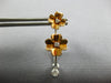 LARGE .27CT DIAMOND 18KT WHITE & ROSE GOLD 3D DOUBLE FLOWER HANGING EARRINGS