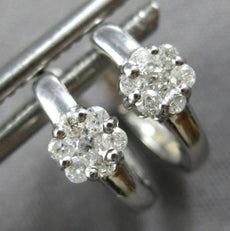 SMALL .10CT DIAMOND 14K WHITE GOLD INVISIBLE HUGGIE HOOP HANGING EARRINGS #27908