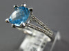 1.85CT DIAMOND & AAA BLUE TOPAZ 14KT WHITE GOLD 3D CUSHION & ROUND FUN RING