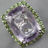 EXTRA LARGE 14.66CT DIAMOND & AAA PURPLE & GREEN AMETHYST 18K WHITE GOLD 3D RING