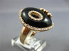 ESTATE LARGE .51CT DIAMOND & AAA ONYX 14KT ROSE GOLD FLOWER BUTTERFLY OVAL RING