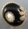 ESTATE LARGE .51CT DIAMOND & AAA ONYX 14KT ROSE GOLD FLOWER BUTTERFLY OVAL RING
