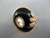 ESTATE LARGE .51CT DIAMOND & AAA ONYX 14KT ROSE GOLD FLOWER BUTTERFLY OVAL RING
