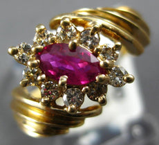 .67CT DIAMOND & AAA RUBY 14KT YELLOW GOLD 3D MARQUISE & ROUND SIDEWAYS RING