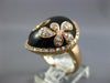 ESTATE LARGE .51CT DIAMOND & AAA ONYX 14KT ROSE GOLD FLOWER BUTTERFLY OVAL RING