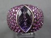 EXTRA LARGE 5.66CT AAA AMETHYST & PINK SAPPHIRE 18K WHITE GOLD MARQUISE FUN RING