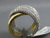 ESTATE LARGE 1.51CT DIAMOND 14KT 2 TONE GOLD 3D MULTI ROW CRISS CROSS FUN RING