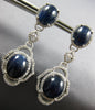 LARGE 2.8CT DIAMOND & AAA SAPPHIRE 18KT WHITE GOLD OVAL & ROUND HANGING EARRINGS