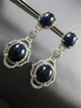 LARGE 2.8CT DIAMOND & AAA SAPPHIRE 18KT WHITE GOLD OVAL & ROUND HANGING EARRINGS