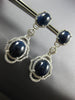 LARGE 2.8CT DIAMOND & AAA SAPPHIRE 18KT WHITE GOLD OVAL & ROUND HANGING EARRINGS